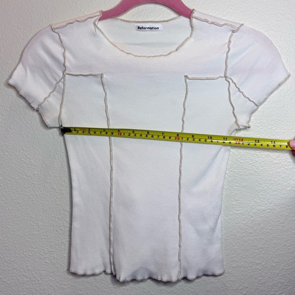 Reformation Cream Short Sleeve Knit Top - Picture 8 of 9